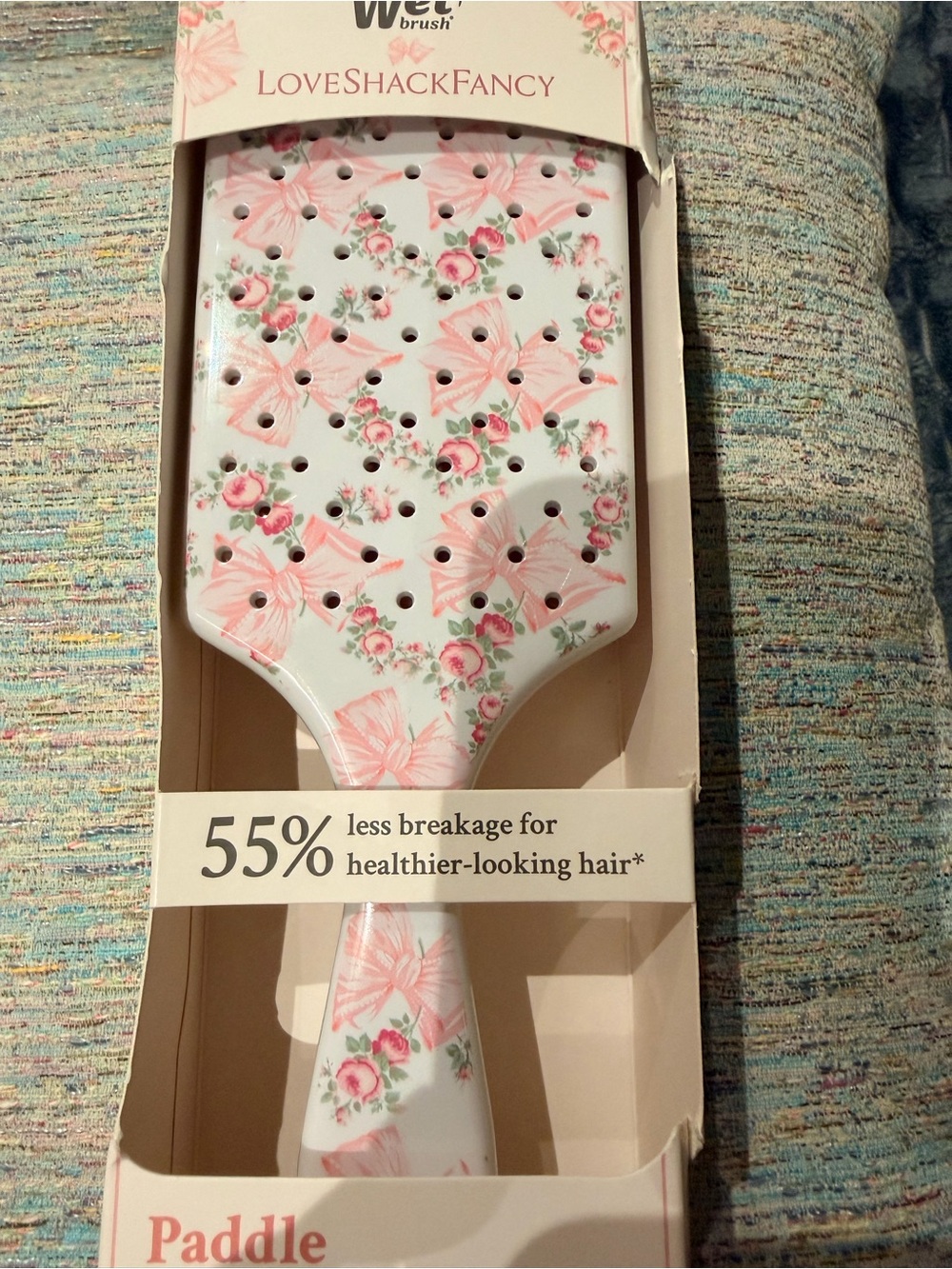 LoveShackFancy Limited Edition Pink Floral Paddle Hair Brush